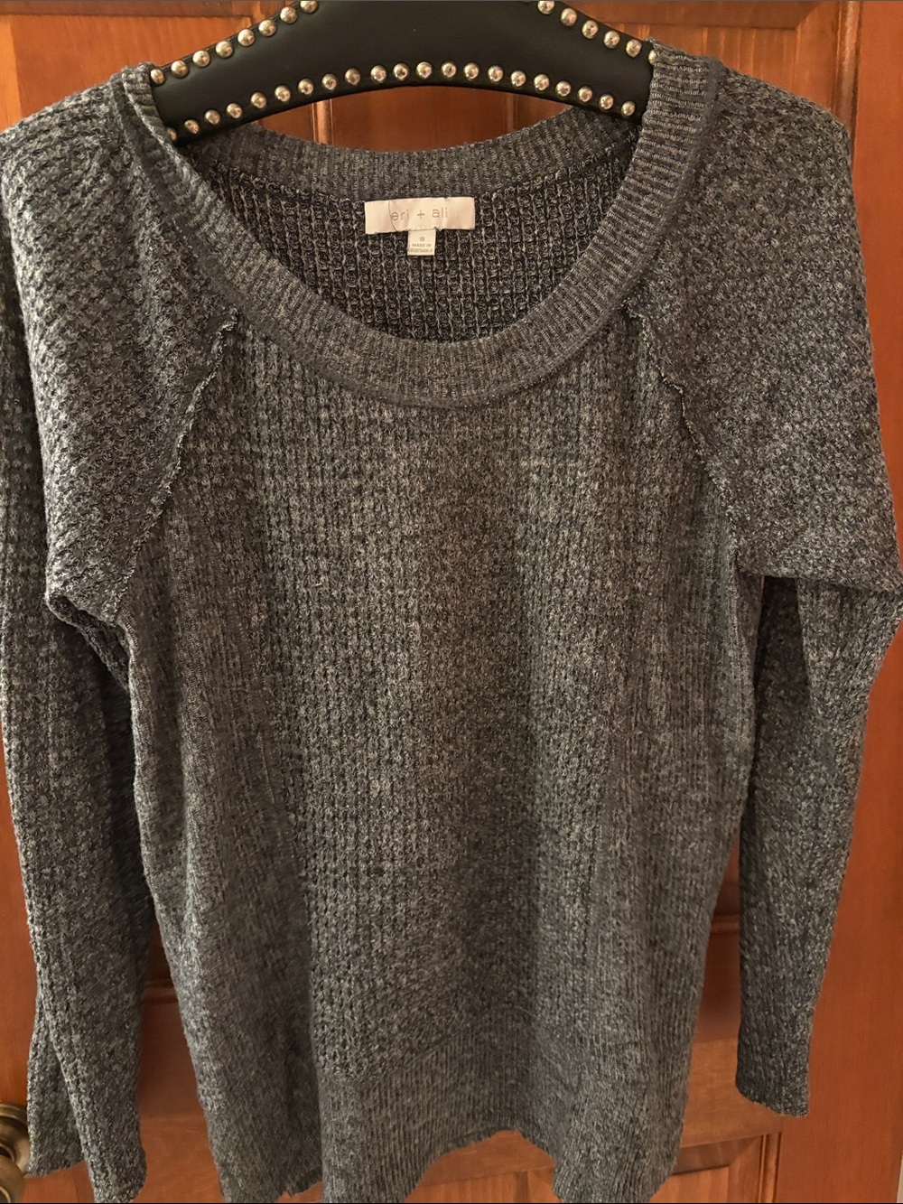 Anthropologie Charcoal Gray Crewneck Knit Sweater